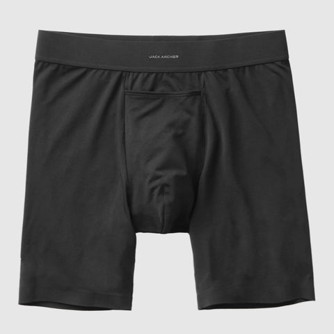 Jetsetter Boxer Brief in black with Zero-G pouch, MicroModal fabric, and elastic waistband.
