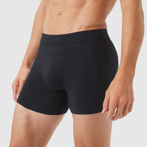 Jetsetter Boxer Brief 3-Pack in black, featuring a supportive Zero-G pouch, horizontal fly, and MicroModal fabric for comfort and anti-odor protection.