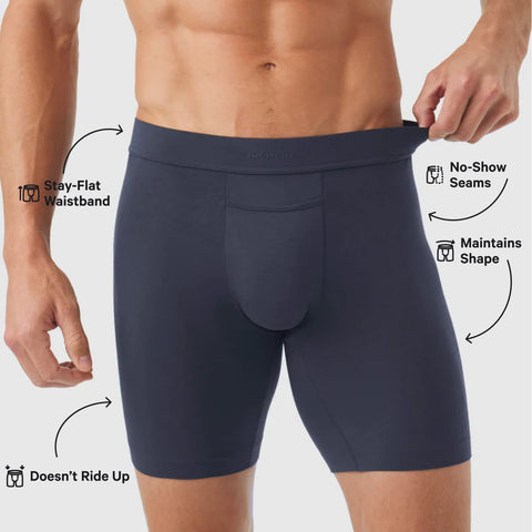 Jetsetter Boxer Brief 3-Pack featuring stay-flat waistband, no-show seams, and anti-ride technology.