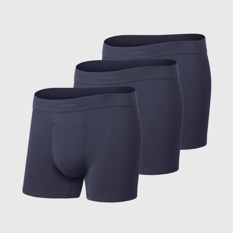 Jetsetter Boxer Brief 3-Pack in navy blue with smooth, breathable MicroModal fabric and supportive pouch.