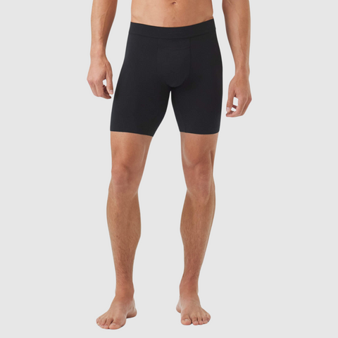 Jetsetter Boxer Briefs in black, featuring MicroModal fabric and Zero-G pouch for ultimate comfort.