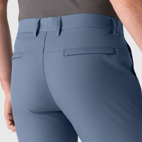 Blue Jetsetter Tech Short with consistent fit and innovative fabric.