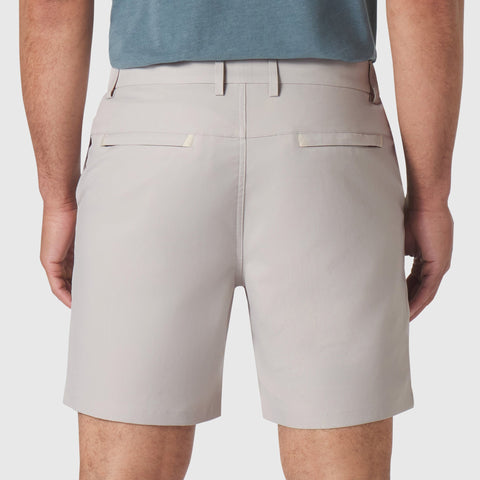 Jetsetter Tech Short in beige with consistent fit and durable fabric.