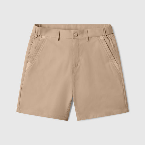 Jetsetter Tech Short in beige with innovative fabric and consistent fit.