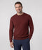 A man wearing the Anytime Crewneck Sweater in Maroon