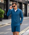 The Clubhouse Range Quarter-Zip in Pacific Blue in a lifestyle setting