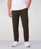 Espresso brown sweatpants worn with a white tee, shown from the front.