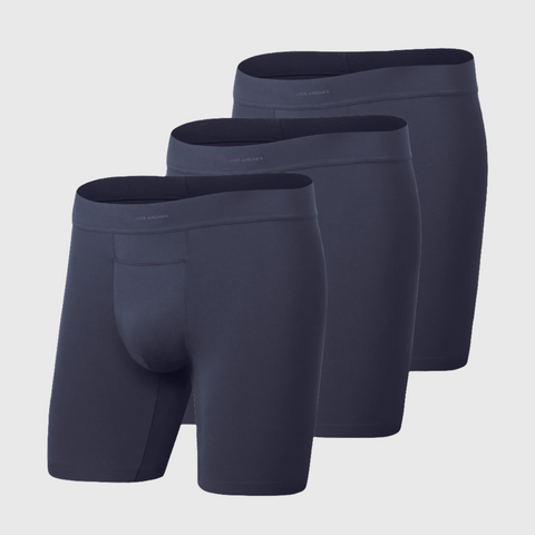 Jetsetter Boxer Brief 3-Pack in smooth MicroModal fabric with Zero-G pouch and horizontal fly.