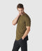 The Anytime Tee in Olive Green displayed in a lifestyle setting