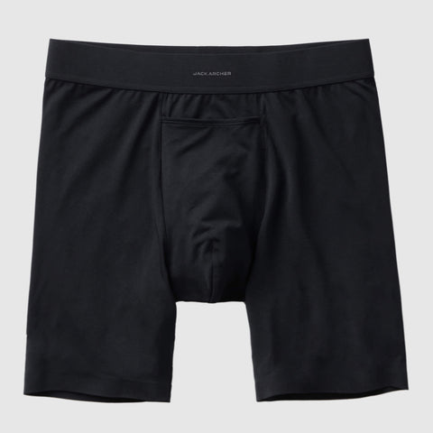 Jetsetter Boxer Brief in black with supportive pouch and MicroModal fabric.