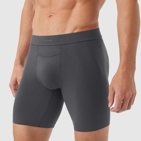Jetsetter Boxer Briefs with Zero-G Pouch and Micro-Modal Fabric for comfort.