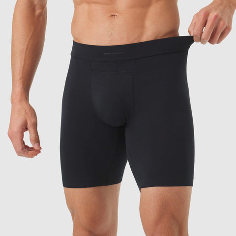 Jetsetter Boxer Brief in black with supportive Zero-G pouch and MicroModal fabric.