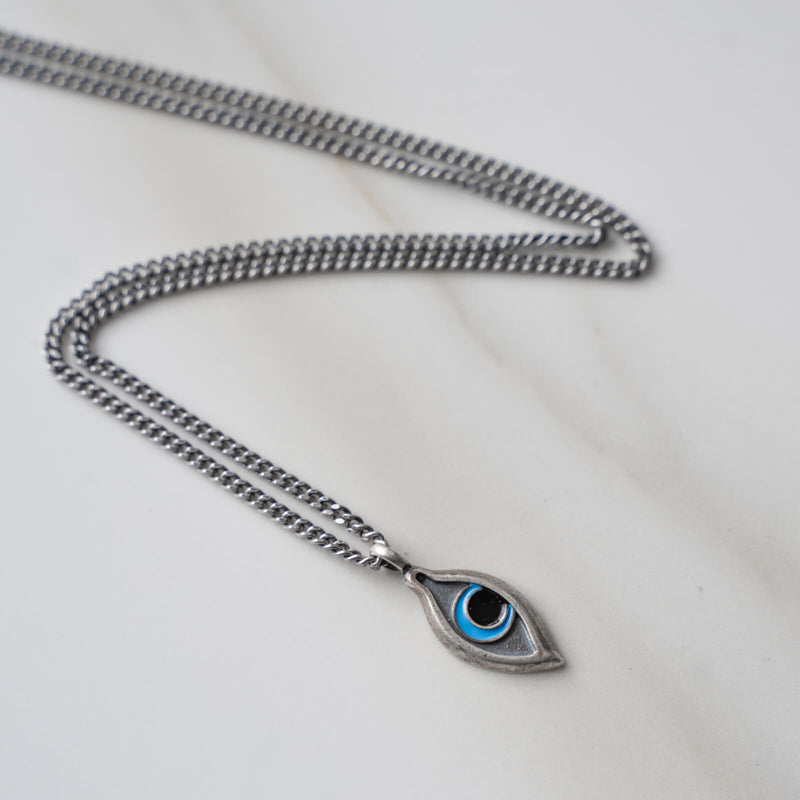 ["Sterling Silver Evil Eye Pendant Necklace"]