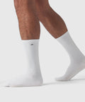 White premium Pima cotton Anytime Socks worn, showcasing durability and breathability.