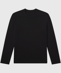 Precision Long Sleeve Tee in black organic cotton, wrinkle-resistant design.