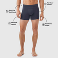 Jetsetter Boxer Brief with stay-flat waistband, no-show seams, and versatile length.