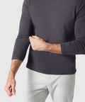 Precision Long Sleeve Tee in soft organic cotton, emphasizes shoulders, hypoallergenic and wrinkle-resistant.