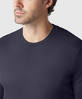 Precision Long Sleeve Tee in navy blue, featuring a soft organic cotton fabric and a tailored fit.