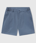 Blue Jetsetter Tech Short with innovative fabric for consistent fit.