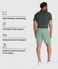 Man modeling Jetsetter Tech Short with features like butt-molding technology, anti ball-crush gusset, wrinkle-resistant fabric.