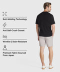 Jetsetter Tech Short with innovative design and premium Japanese fabric displayed on model.