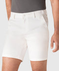 Jetsetter Tech Short in white, featuring innovative fabric and consistent fit.