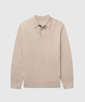 Beige Legacy Polo Sweater made from premium viscose blend.