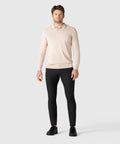 Legacy Polo Sweater in premium viscose blend worn by model.