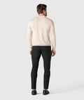 Legacy Polo Sweater in premium viscose blend, back view.