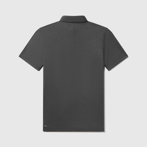 Dark gray Tech Polo with structured collar and tailored back seam for improved posture.