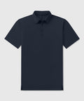 Tech Polo in black with tailored cut and structured collar.