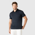 Golf Game Essentials polo in deep blue and pants in Bering Sea color.