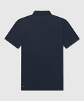 Back view of Jetsetter Tech Polo in black, featuring tailored cut and structured collar.