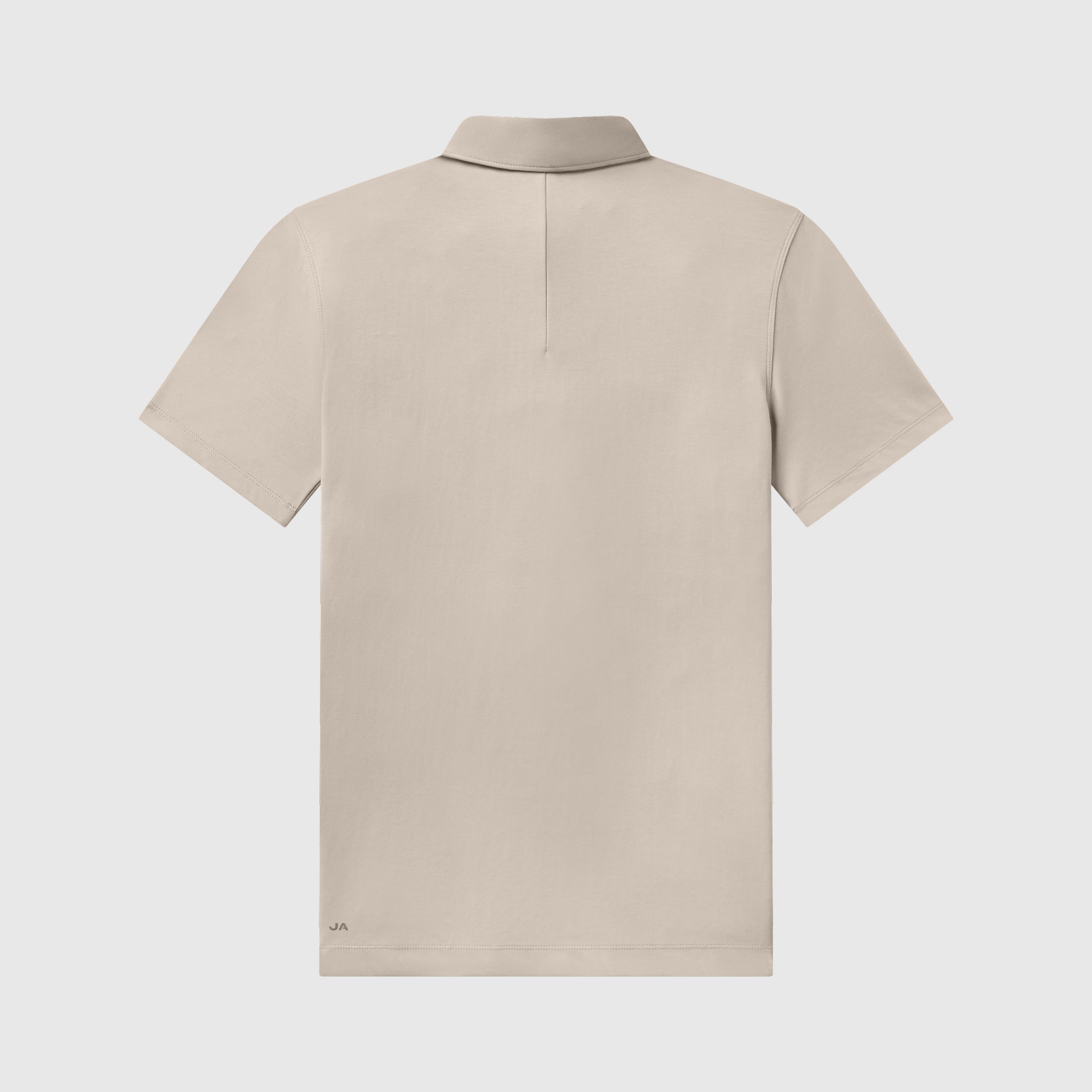 Beige Tech Polo shirt showcasing modern tailored fit and structured collar.