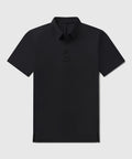 Black Tech Polo with tailored fit and structured collar, designed for comfort and performance.