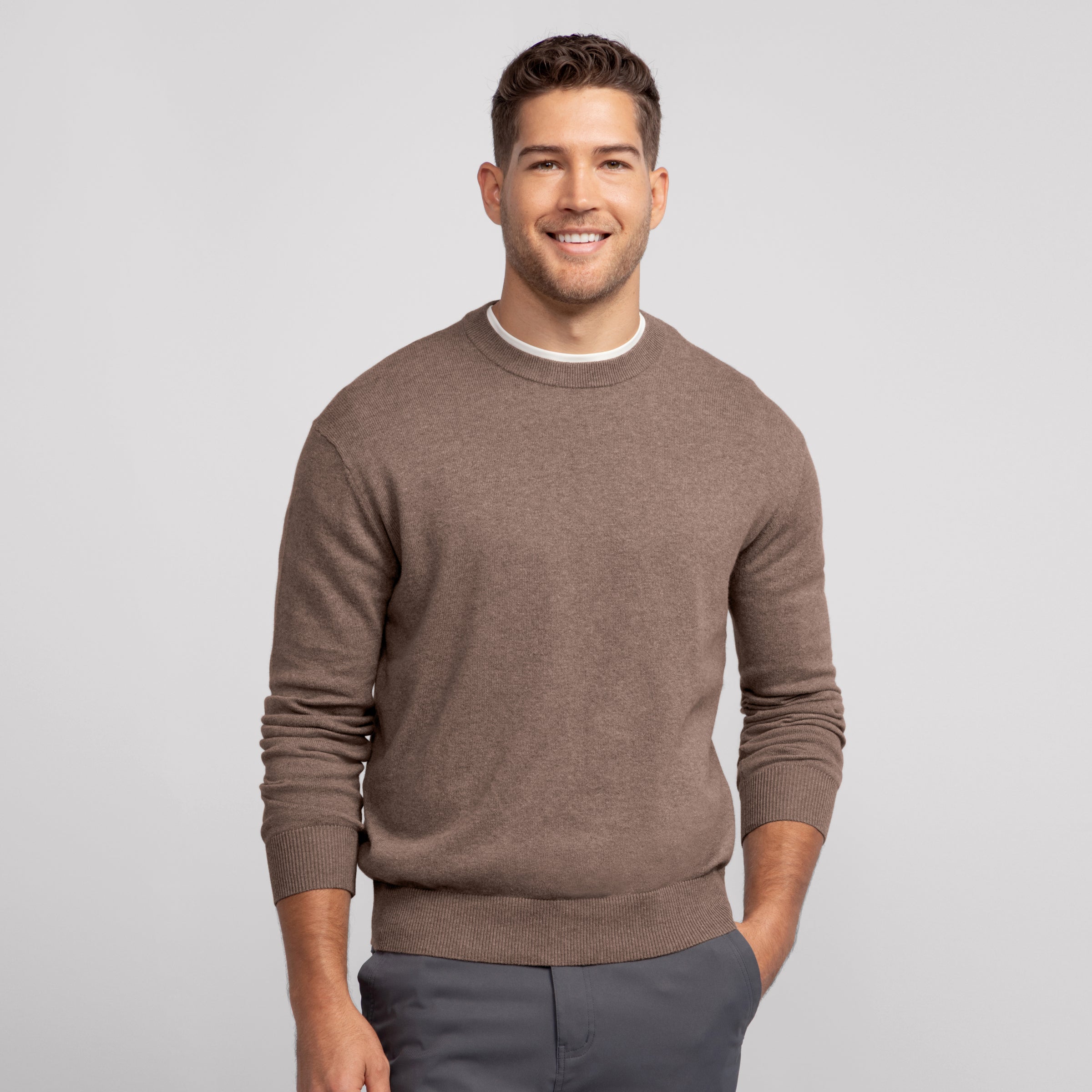 Men's Mocha Heather Crewneck Sweater | Anytime | Jack Archer