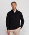 A man wearing the Sandwash Quarter-Zip in True Black, front view
