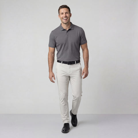 grey dress pants with polo shirt Custom Porpoise Grey Men's Polo Shirt Luxire Custom Clothing