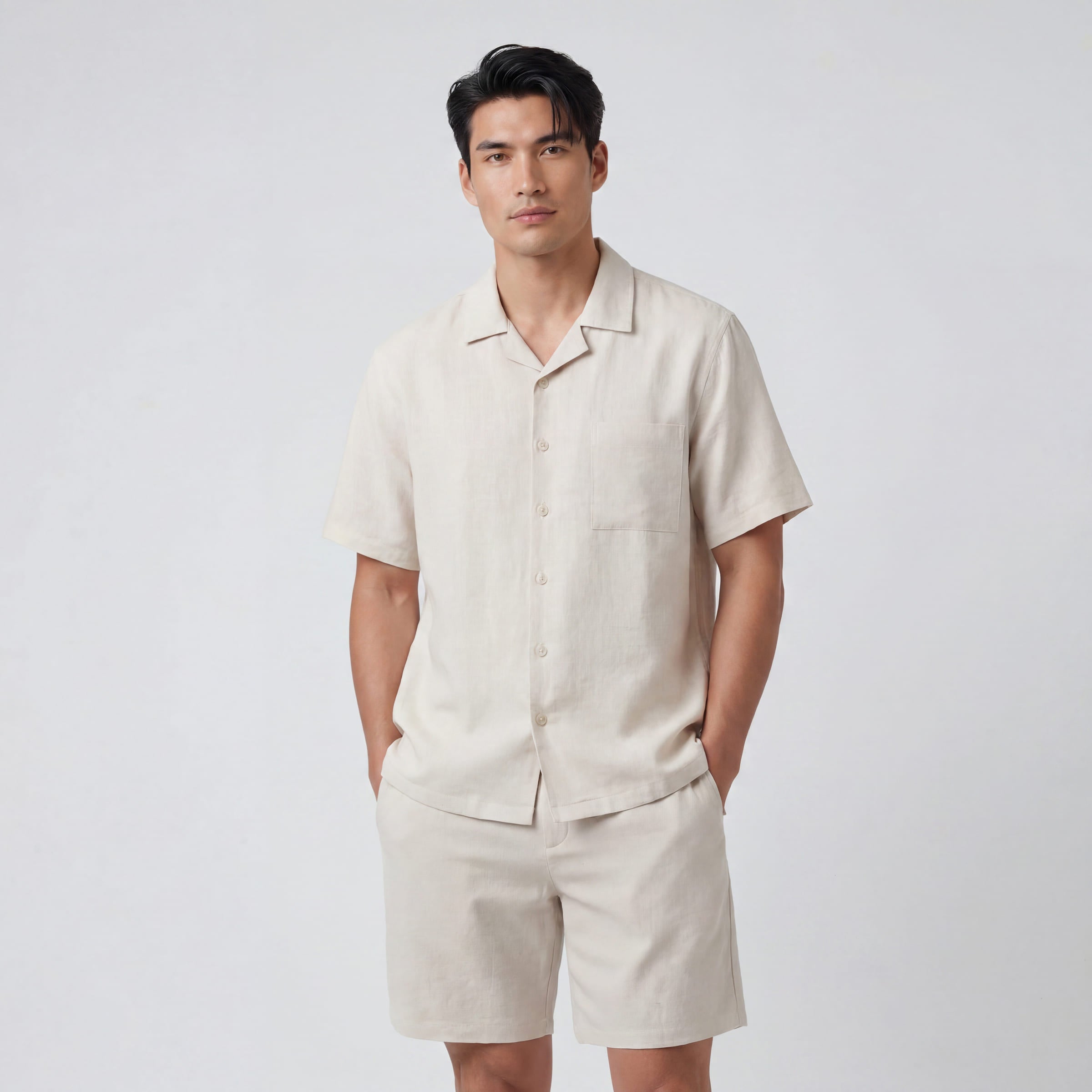 Men's Linen Resort Shirt, Relaxed Open Collar | Jack Archer