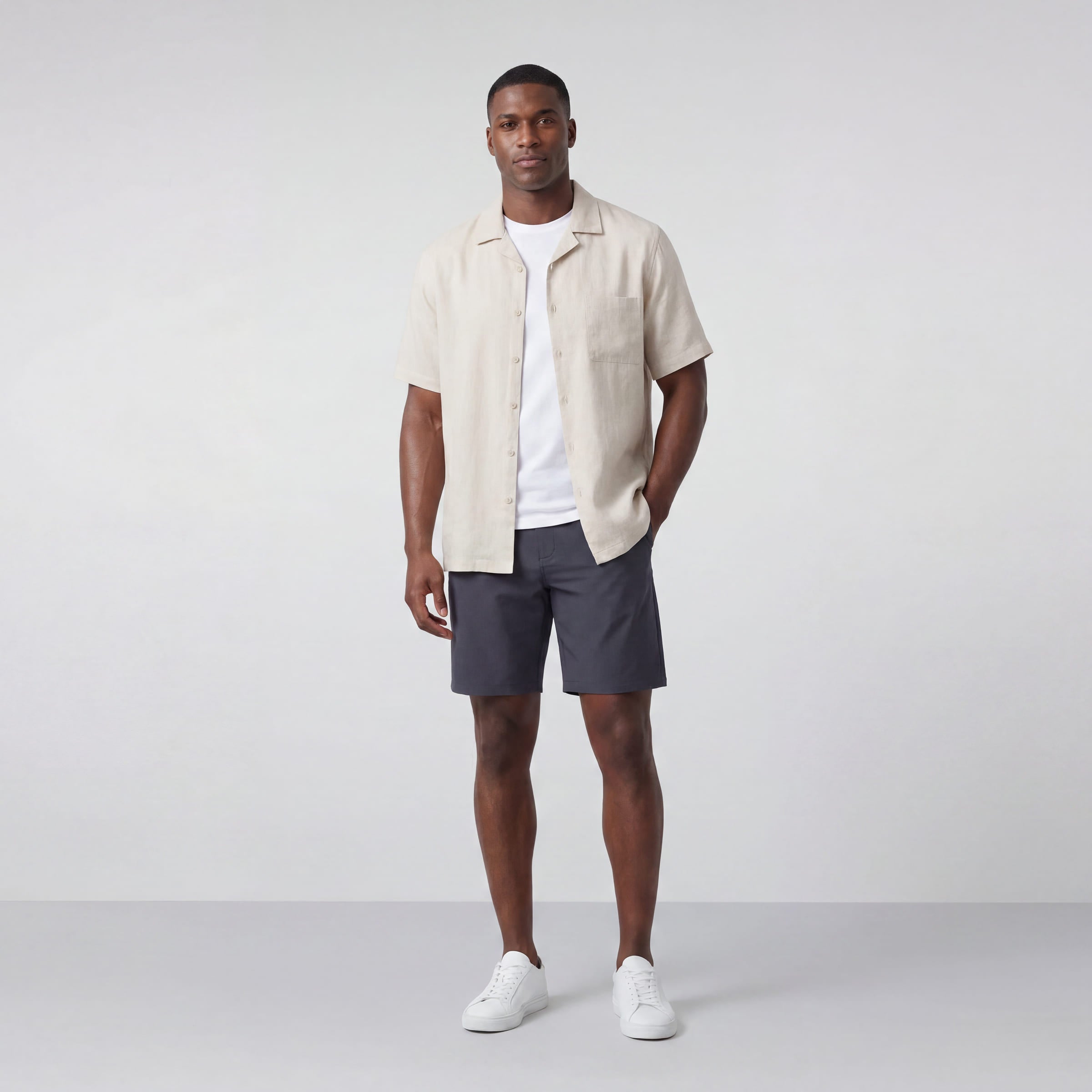 Men's Linen Resort Shirt, Relaxed Open Collar | Jack Archer