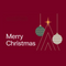 Merry Christmas gift card design with a line-drawn tree and ornaments on burgundy.
