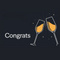 Congrats gift card design with two champagne flutes on charcoal.
