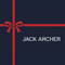 Jack Archer gift card design wrapped in a red ribbon and bow on navy.