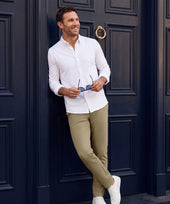 The Jetsetter Tech Pant in True Khaki on a white background