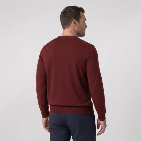 Back view of the Anytime Crewneck Sweater in Maroon