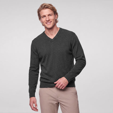 Anytime V-Neck Sweater -- Dark Heather Gray