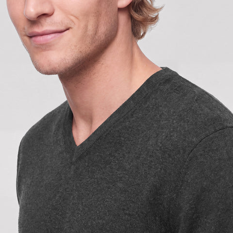Anytime V-Neck Sweater -- Dark Heather Gray