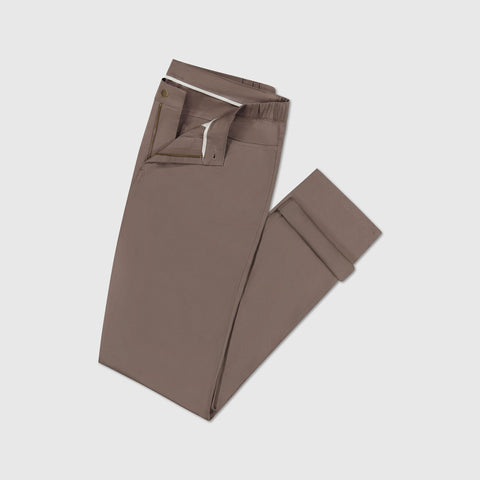The Charter Twill Pant in Deep Taupe, folded flat on a plain background.