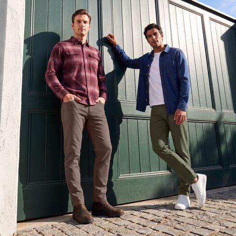 Jack Archer Charter Twill Pant in Deep Taupe, additional lifestyle detail view.