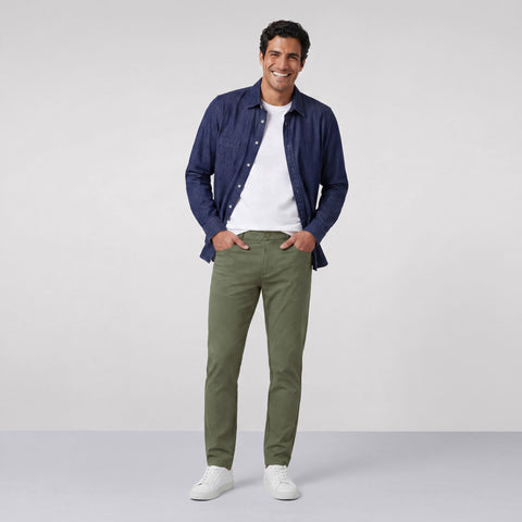 The Charter Twill Pant in Olive shown from the side